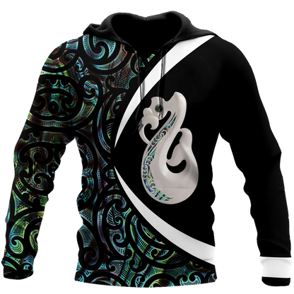 Aotearoa Manaia Silver Fern Paua Shell New Zealand 3D Unisex Hoodie