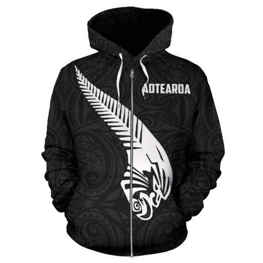 NZ Fern Zip Hoodie Pattern Maori TH5 - Amaze Style™-Apparel