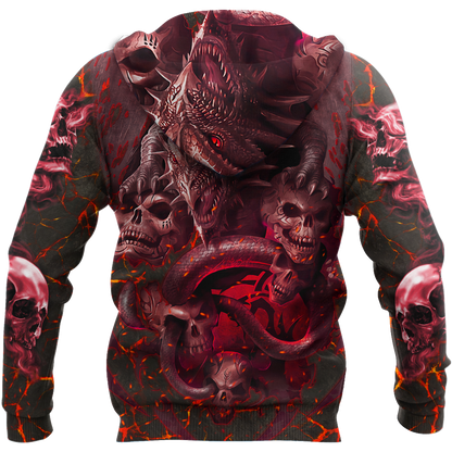 Amazing Skull Dragon All Over Printed Hoodie For Men And Women MEI