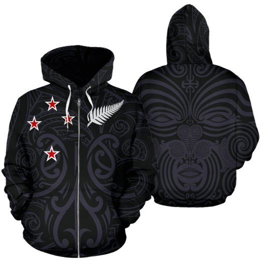 New Zealand - Maori Mask Allover Zip Hoodie A0 - Amaze Style™-Apparel
