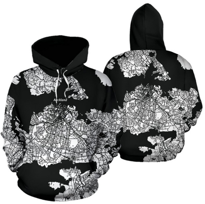 New Zealand - Auckland White Landmass Pullover Hoodie A0 - Amaze Style™-Apparel