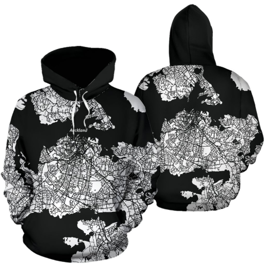New Zealand - Auckland White Landmass Pullover Hoodie A0 - Amaze Style™-Apparel