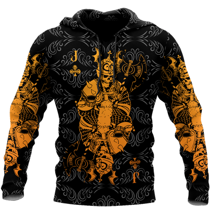 3D Jack Club Skull Poker Over Printed Hoodie