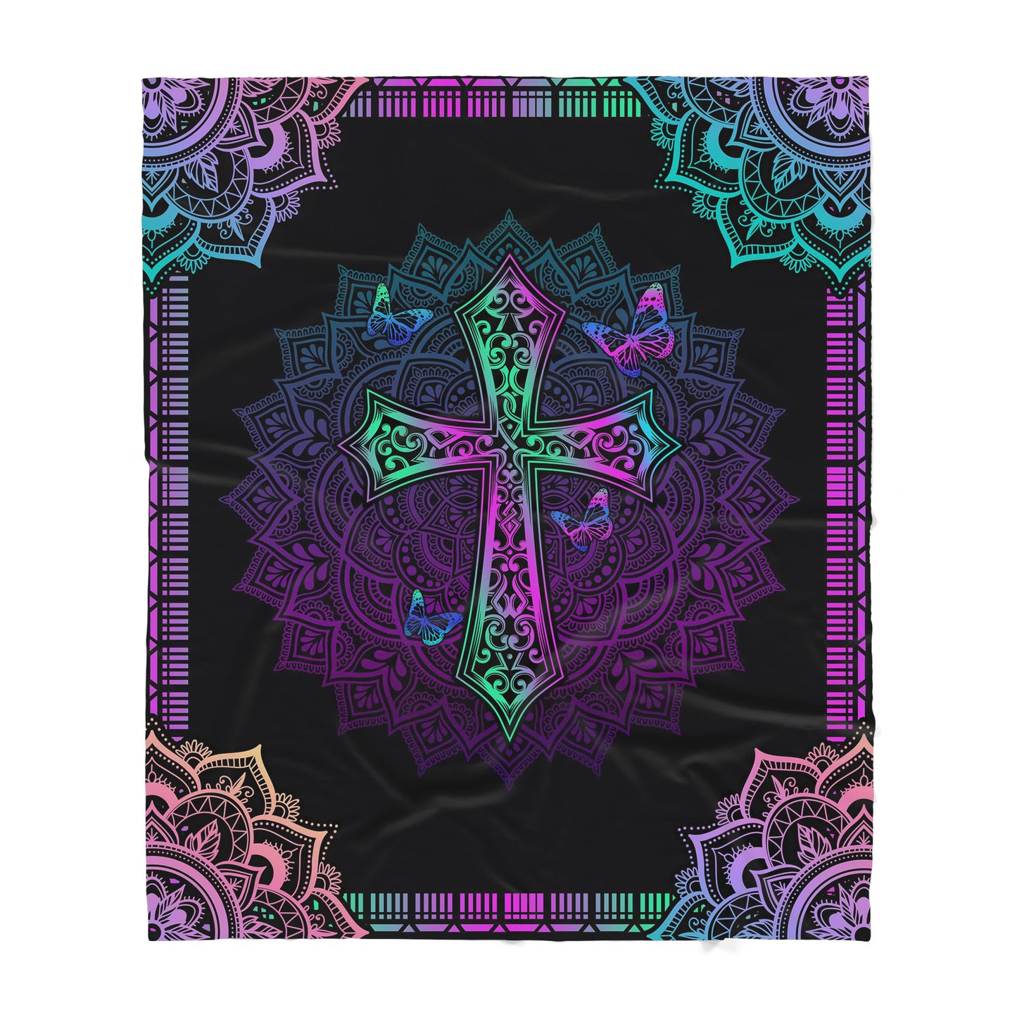 Premium Christian Jesus Cross Butterfly Blanket - Best gift for Christian - sherpa blanket TT