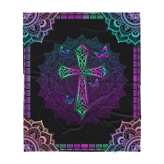 Premium Christian Jesus Cross Butterfly Blanket - Best gift for Christian - sherpa blanket TT
