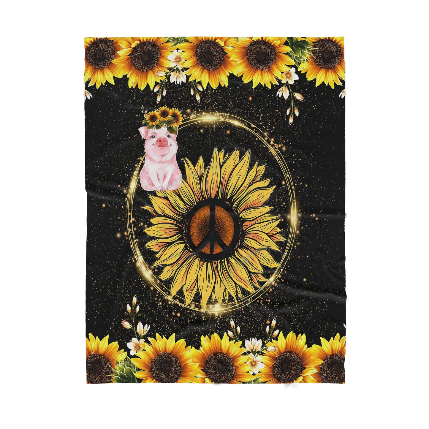 Custom Blanket Pig and Sunflower Sherpa Blanket LAM