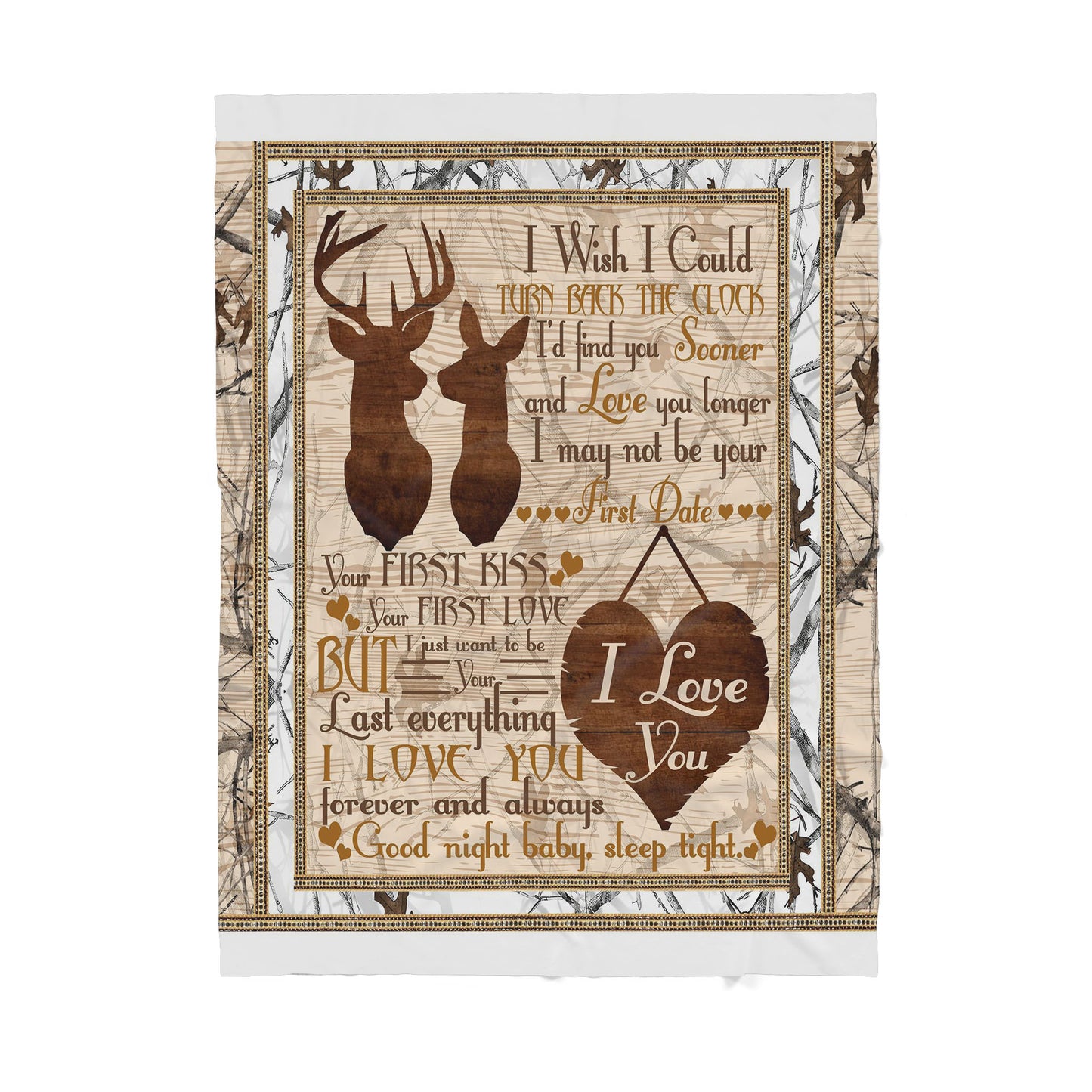 Love Deer Couple Sherpa Blanket TN