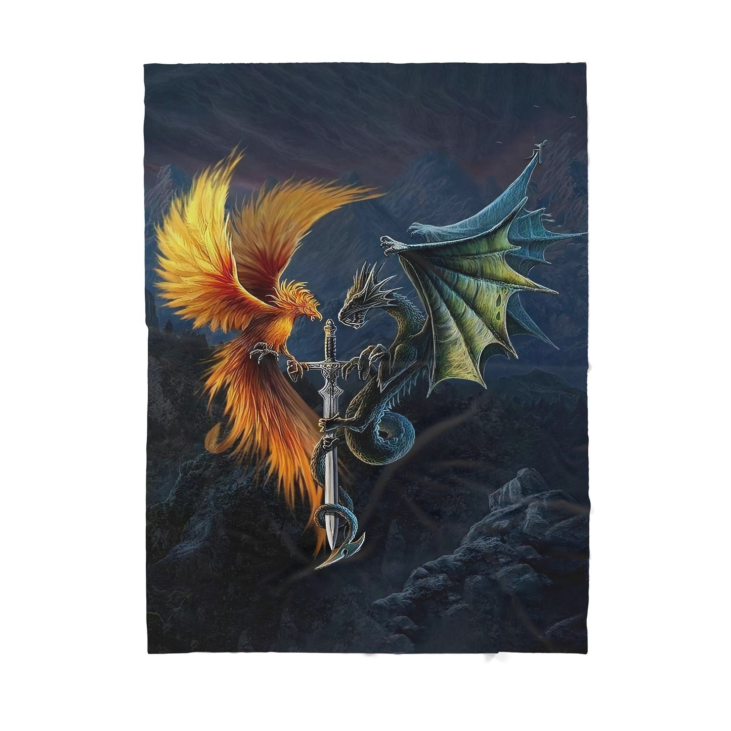Custom Blanket Phoenix And Dragon Sherpa Blanket MEI