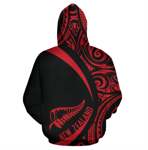 New Zealand Maori Hoodie - Circle Style - Red HC - Amaze Style™-Apparel