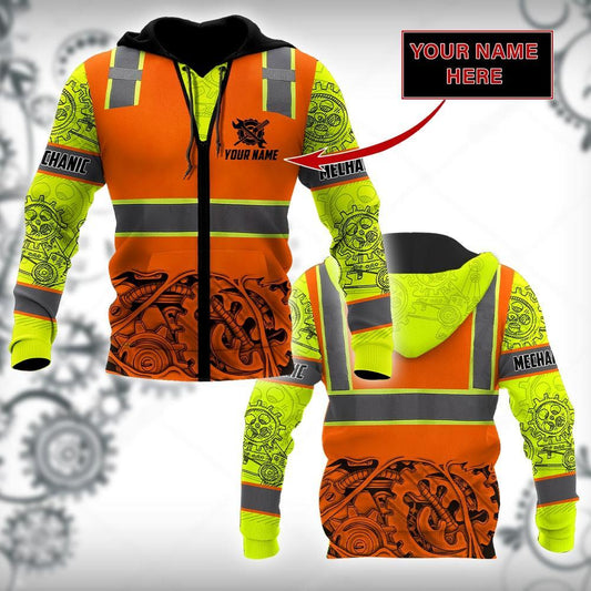 Personalized Mechanic Safety 3D All Over Printed Hoodie For Men and Women TN
