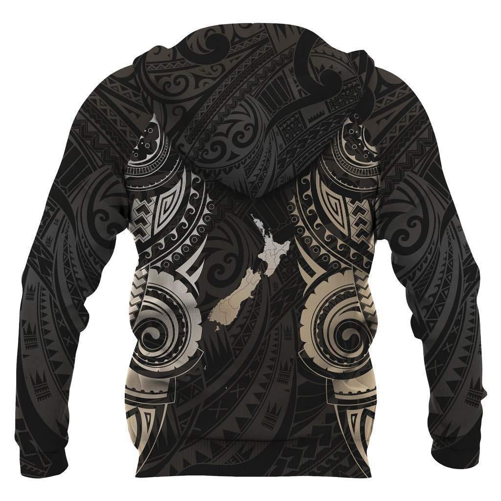 Maori Tattoo with Map New Zealand All Over Hoodie HC0805 - Amaze Style™-Apparel