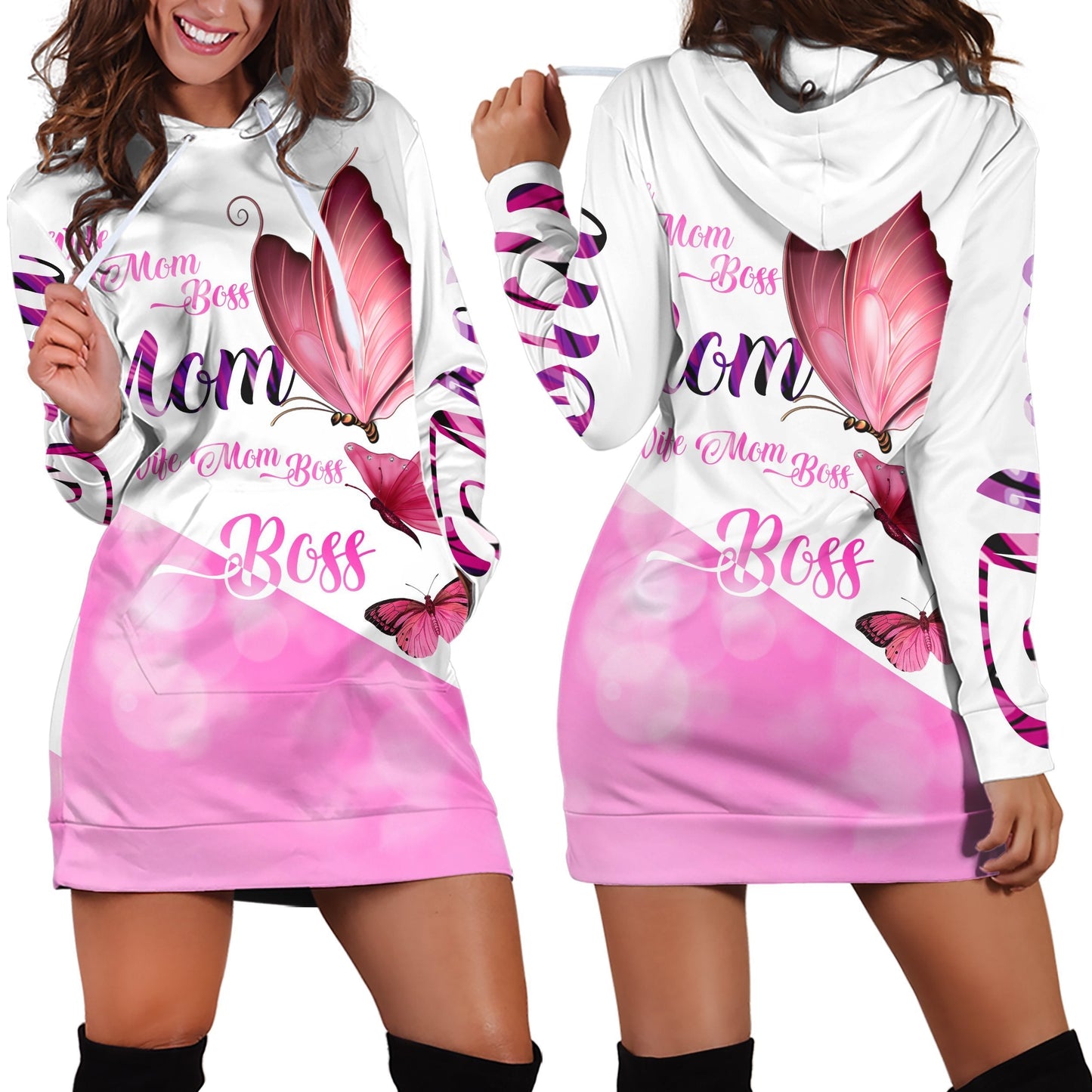 3D All Over Love Mom Butterflies Hoodie Dress Blanket - Amaze Style™-Apparel