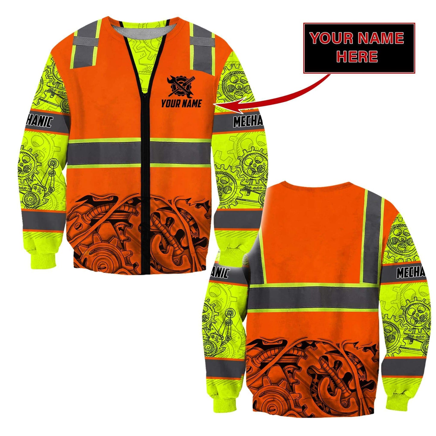 Personalized Mechanic Safety 3D All Over Printed Hoodie For Men and Women TN