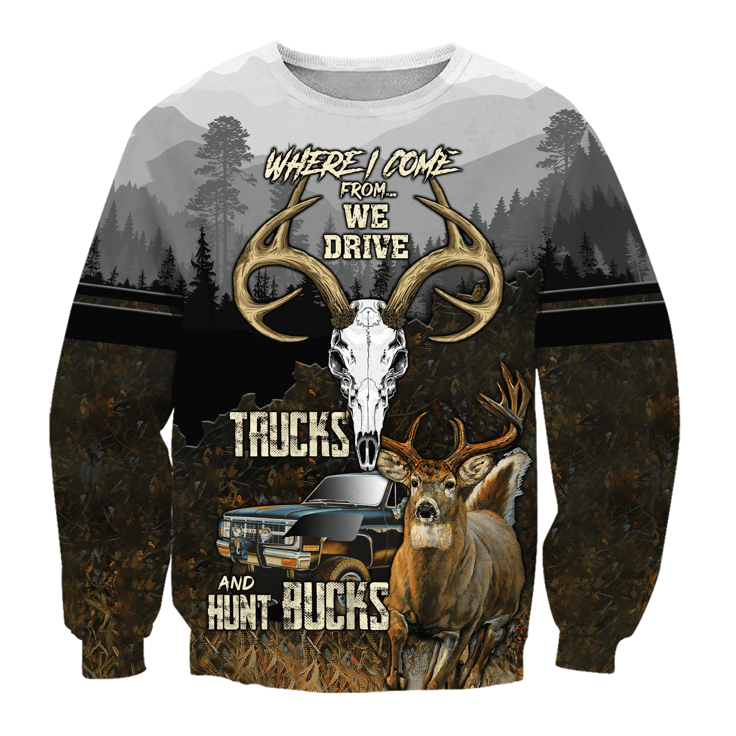Hunting Bucks Driving Trucks 3D All Over Printed Shirts