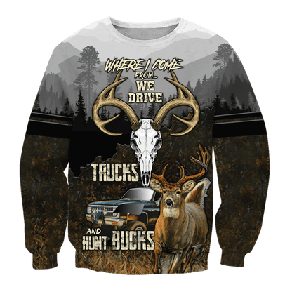 Hunting Bucks Driving Trucks 3D All Over Printed Shirts