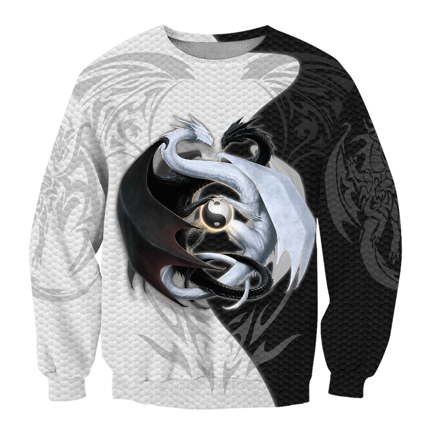 Black And White Dragon 3D Hoodie Shirt For Men And Women