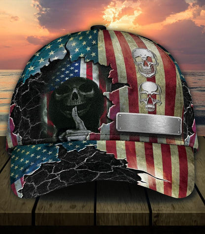 Custom Name Skull Classic Cap
