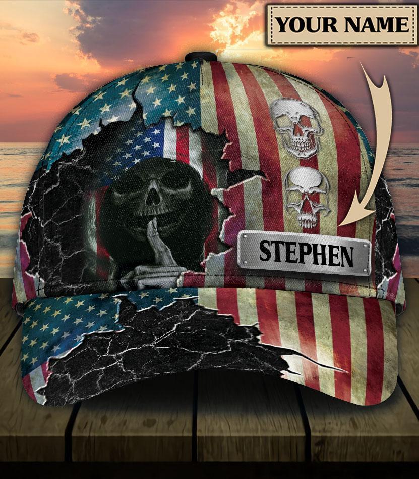 Custom Name Skull Classic Cap
