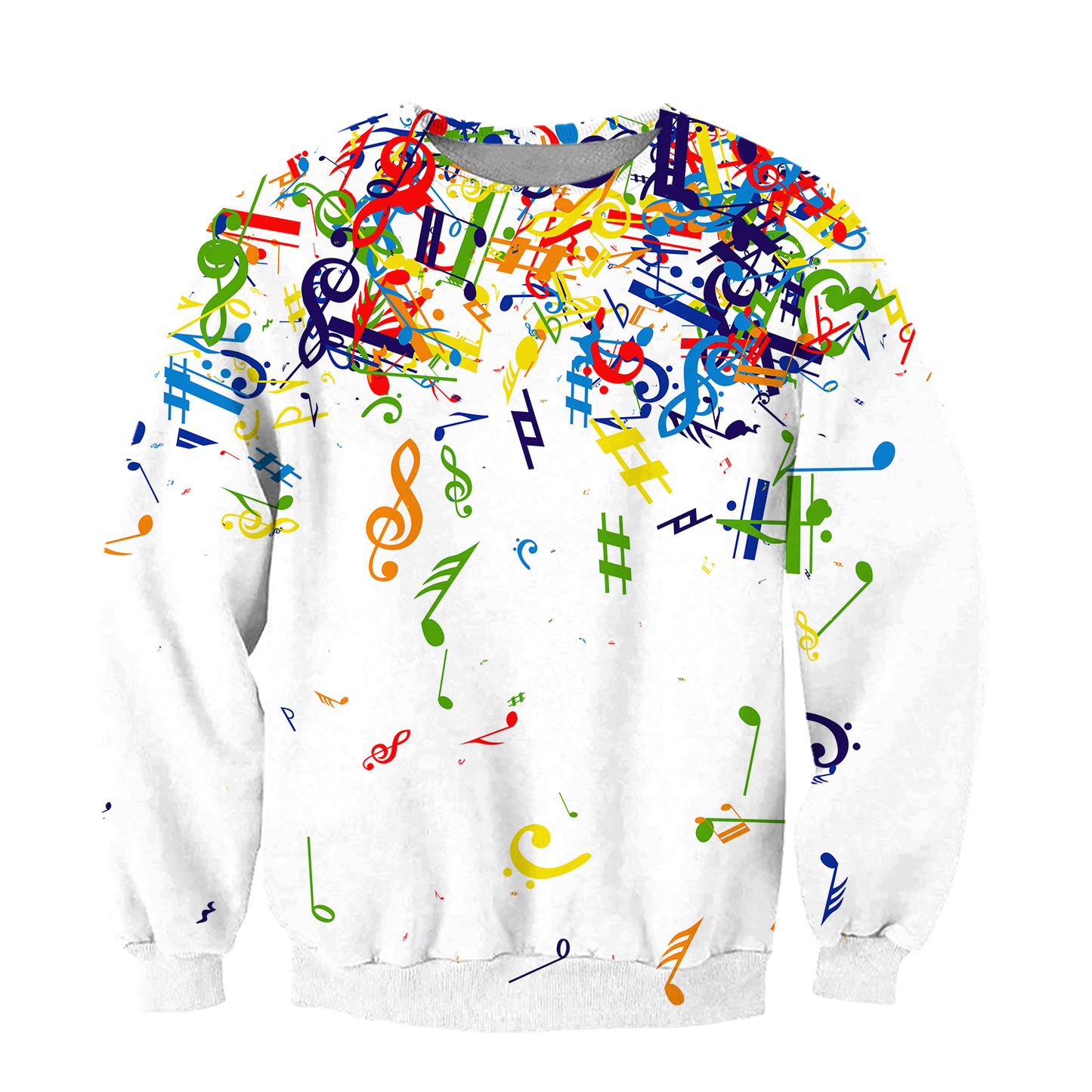 Colorful Music Notes White Version 3D All Over Printes