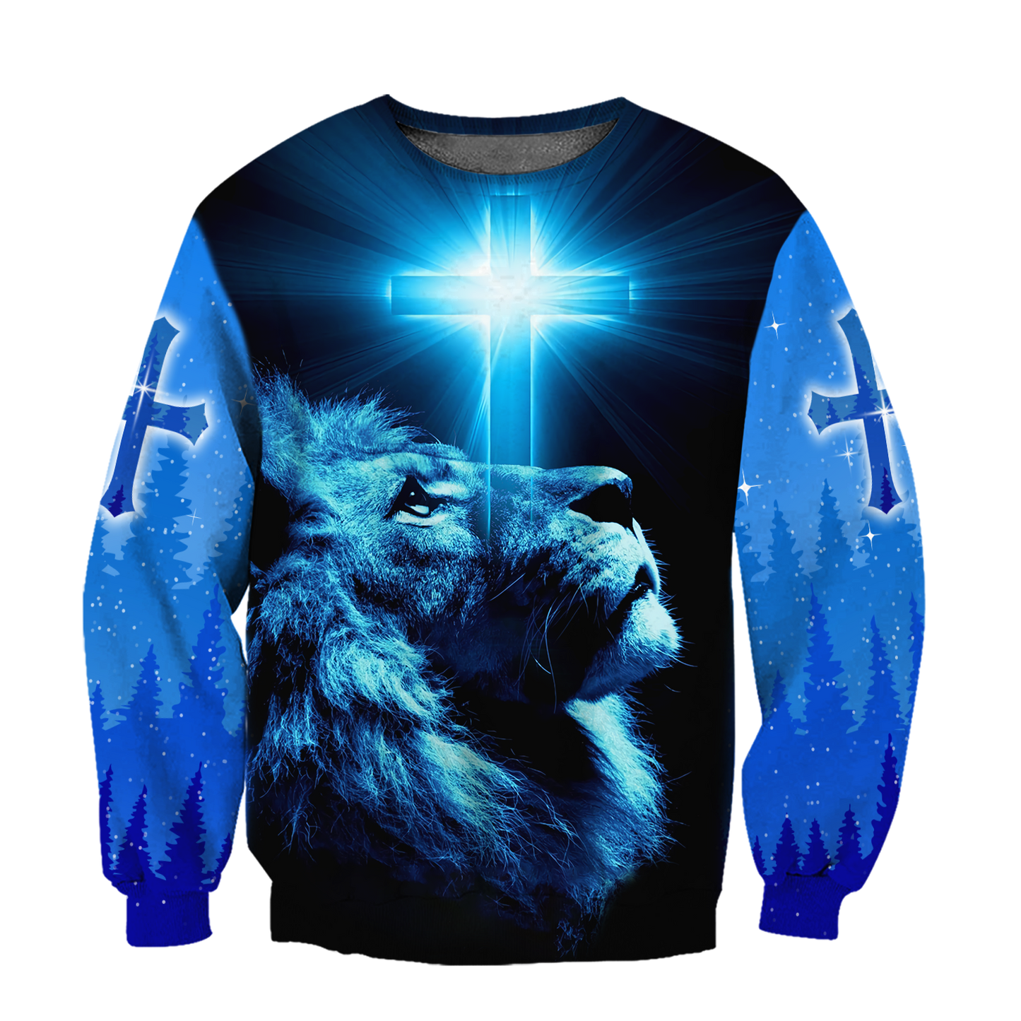 God and Lion Blue Cross - Christian - 3D All Over Printed Style for Men and Women