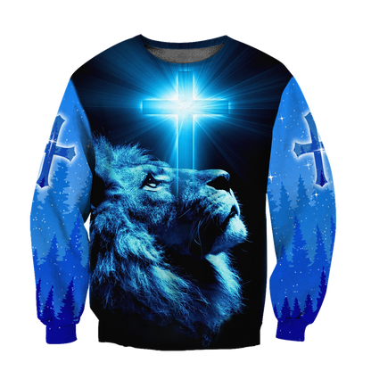 God and Lion Blue Cross - Christian - 3D All Over Printed Style for Men and Women