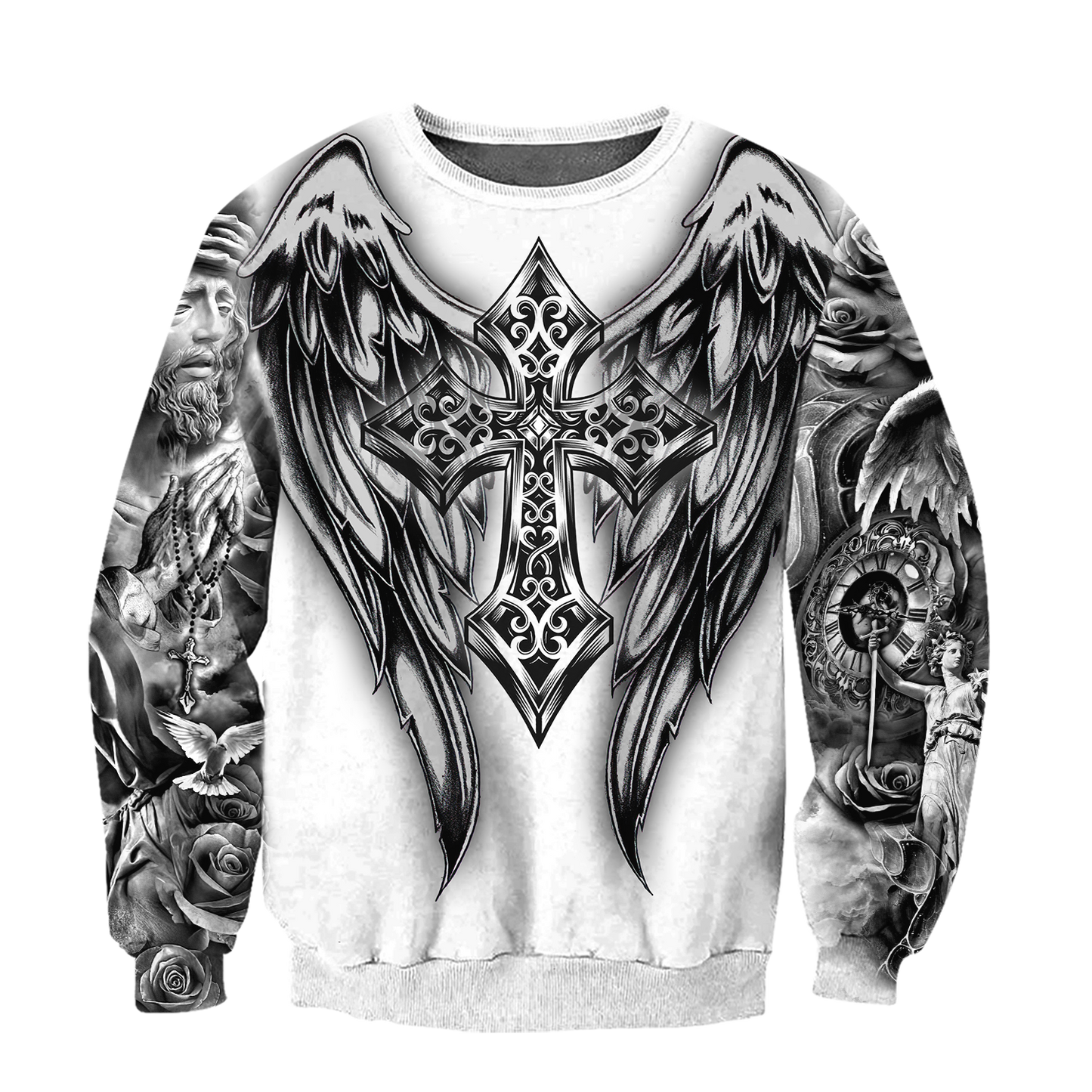 Jesus Christ Cross and Wings 3D Printed Sweatshirt for Men and Women