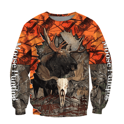 Hunting Moose Orange Camo 3D All Over Print Hoodie