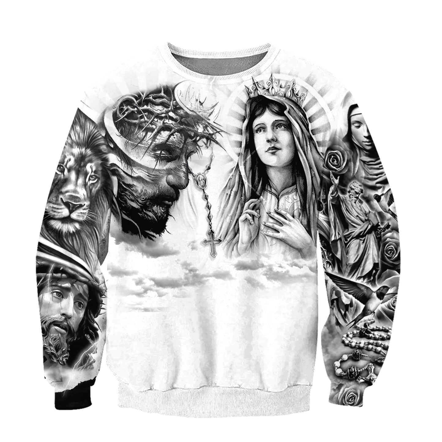 Jesus Christ and Maria Tattoo 3D Printed Hoodie, T-Shirt for Men and Women