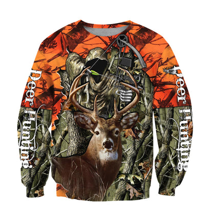 Personalized Name Hunting Deer Orange Camo 3D Unisex Shirts