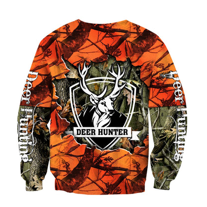 Personalized Name Hunting Deer Orange Camo 3D Unisex Shirts