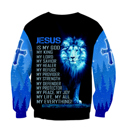 God and Lion Blue Cross - Christian - 3D All Over Printed Style for Men and Women