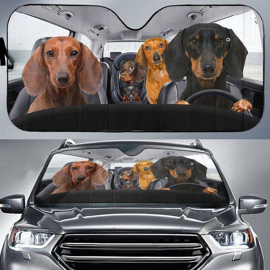 Family Dachshund Car Windshield Sunshades