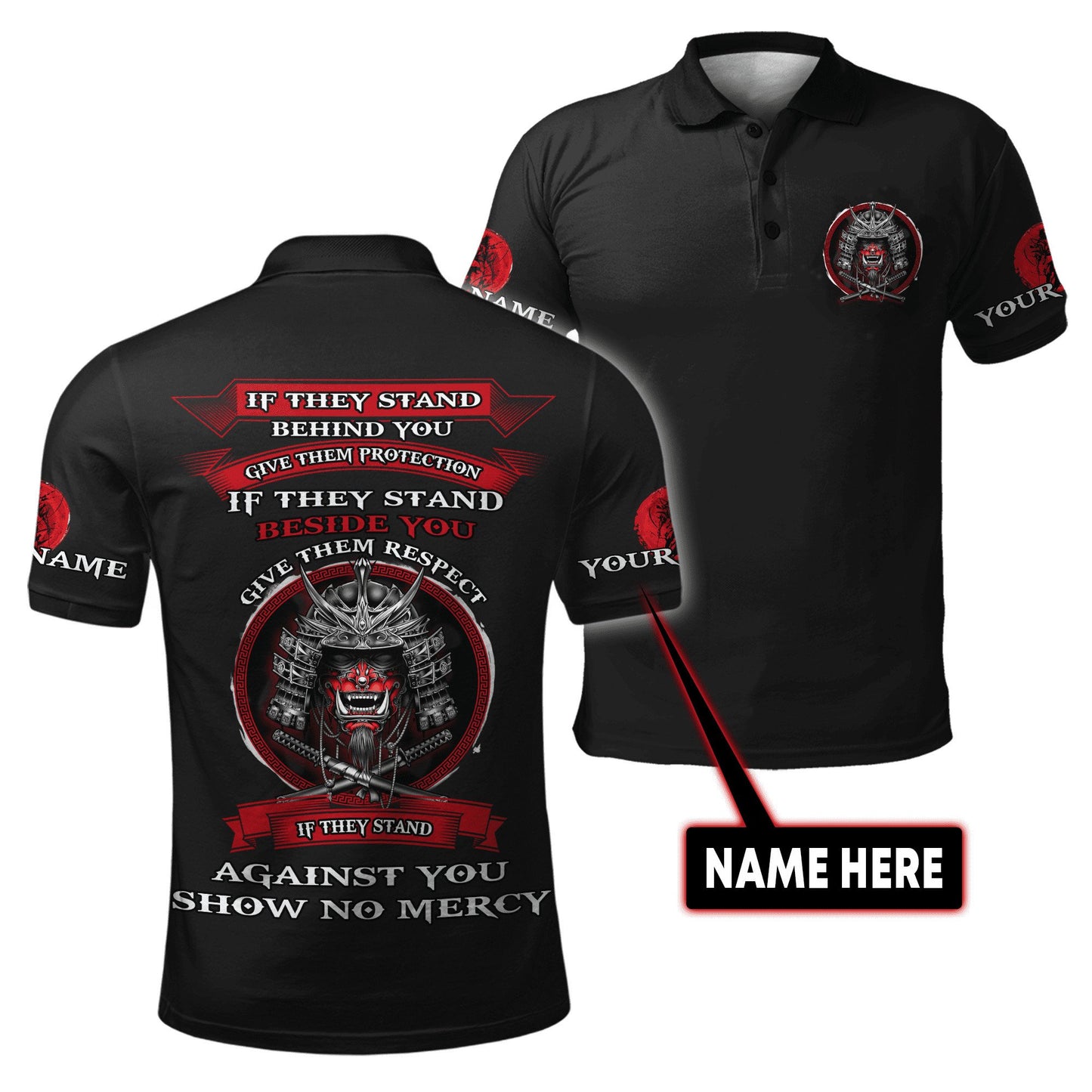Custom Name Samurai Red Mask 3D All Over Printed Unisex Shirts
