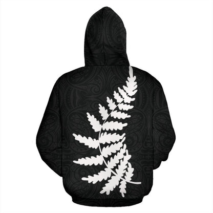 Aotearoa-New Zealand Hoodie Silver Fern Kiwi Patterns Maori PL - Amaze Style™-Apparel
