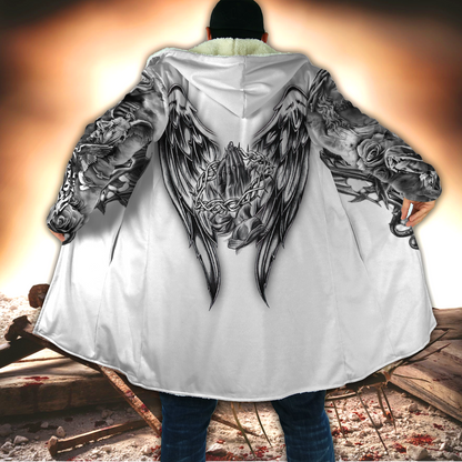 Jesus Christ Cross and Dragons 3D Printed Hooded Coat for Men and Women