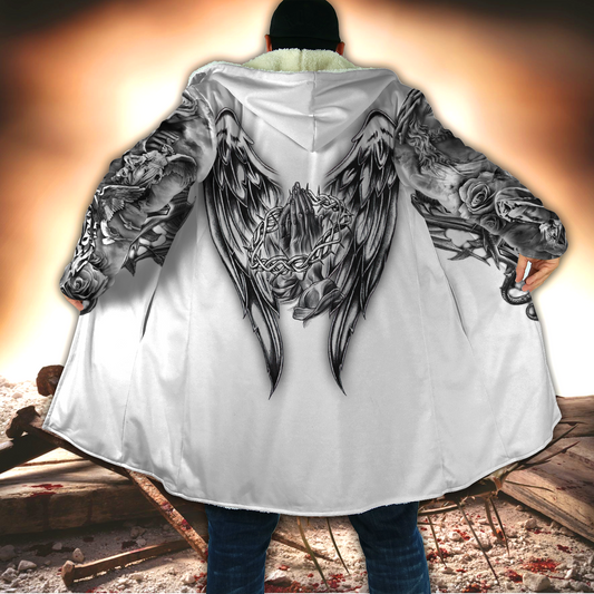 Jesus Christ Cross and Dragons 3D Printed Hooded Coat for Men and Women