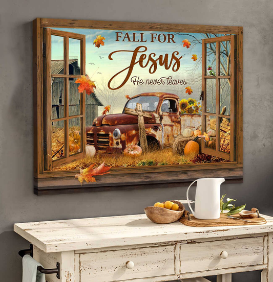Jesus - Country Truck - Fall For Jesus - Landscape Canvas Prints, Wall Art