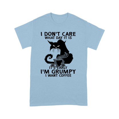 Grumpy Black Cat T shirt - I', Grumpy I want Coffee Funny Quotes T-shirt DL