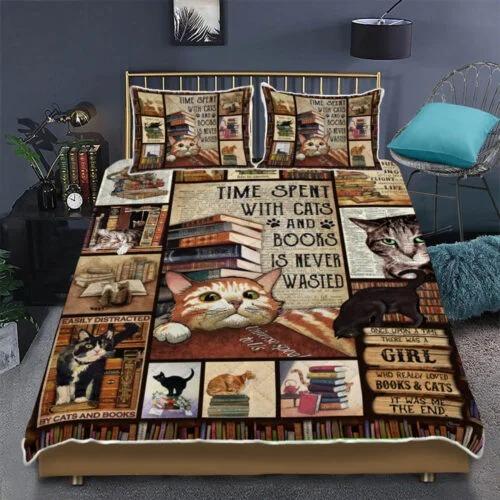 Cats And Books Bedding Set