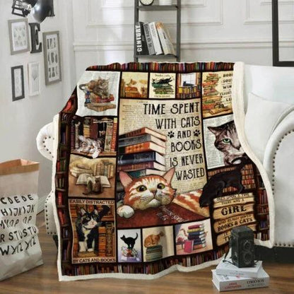 Cats And Books Throw Blanket