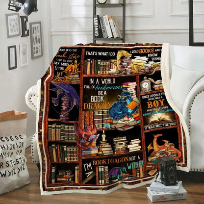 There Was A Boy Who Really Loved Books And Dragons Throw Blanket