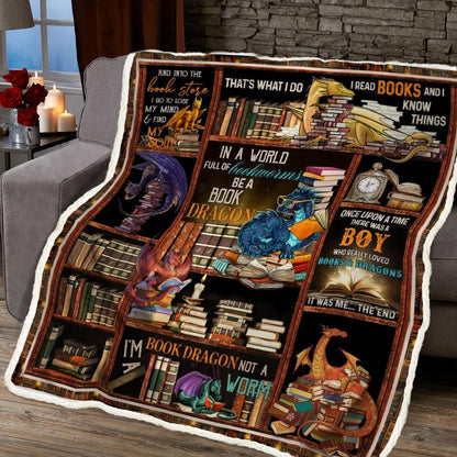 There Was A Boy Who Really Loved Books And Dragons Throw Blanket