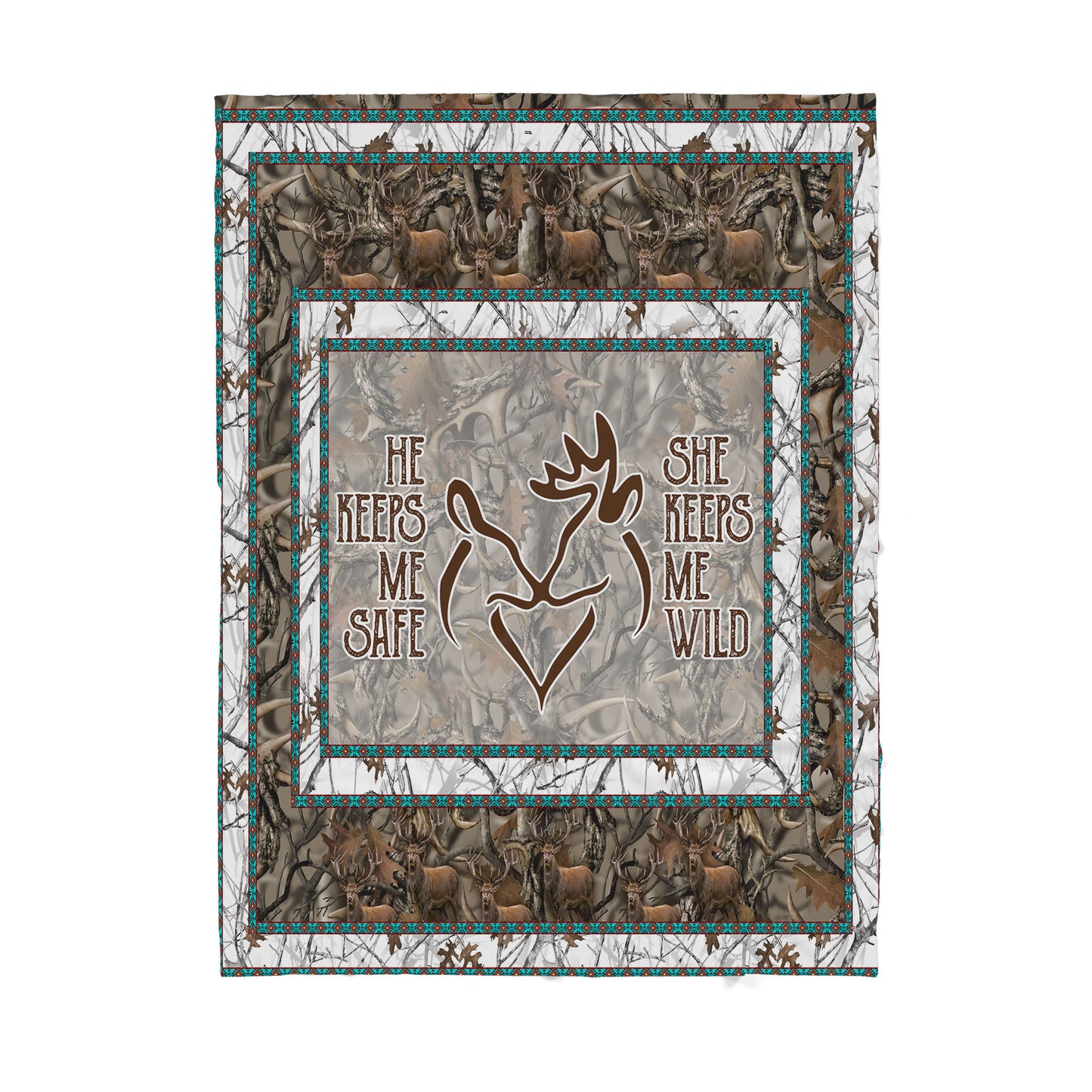 Custom Blanket Deer Couple Sherpa Blanket TA