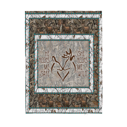 Custom Blanket Deer Couple Sherpa Blanket TA