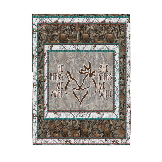 Custom Blanket Deer Couple Sherpa Blanket TA