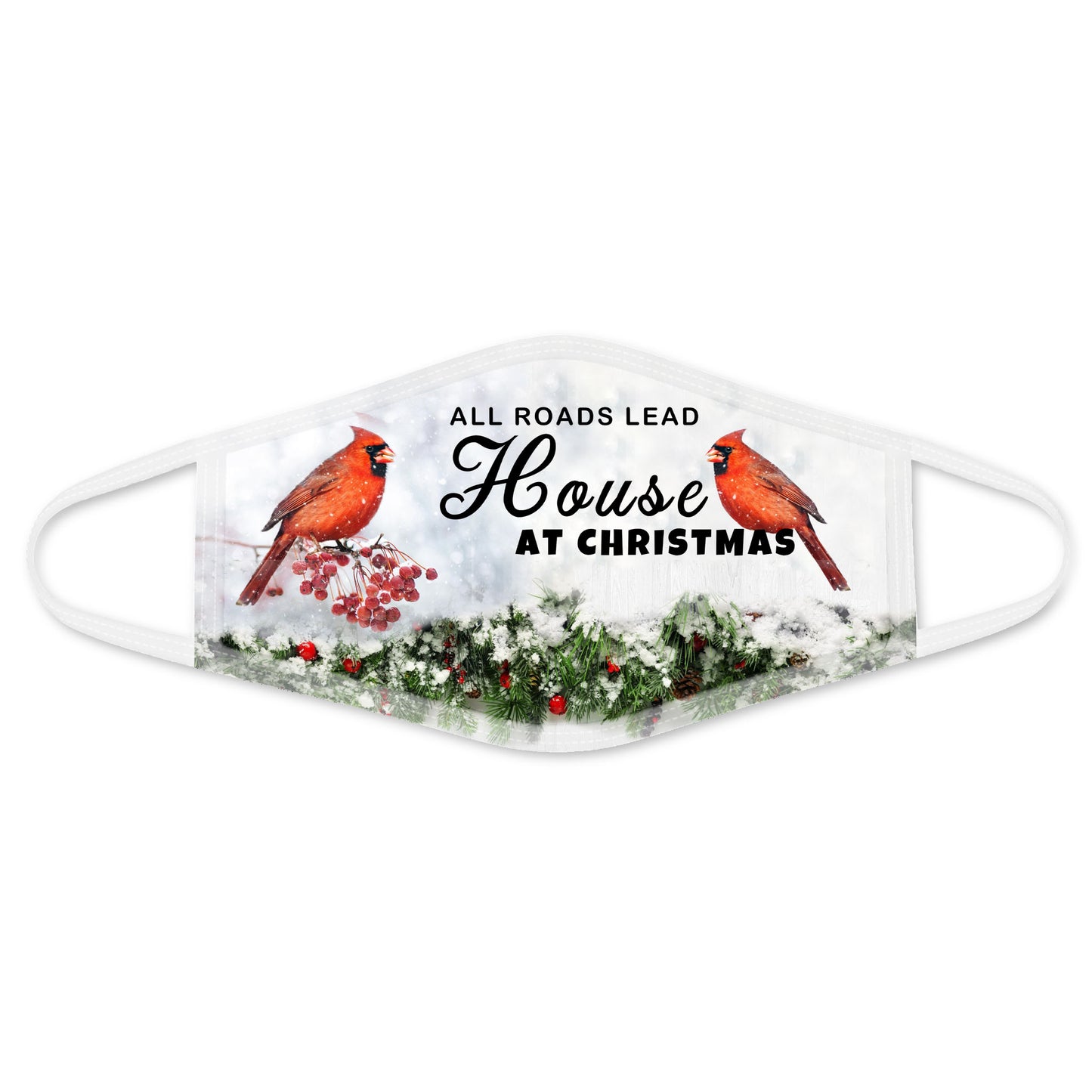House at Christmas Face Mask White HC