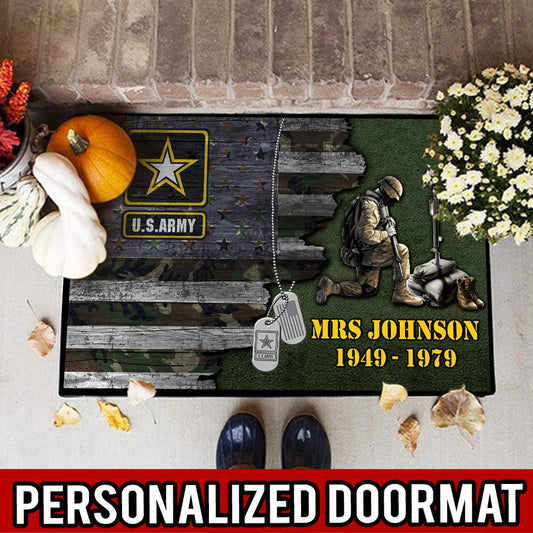 Custom text US Army Veteran Door Mat Proud Military