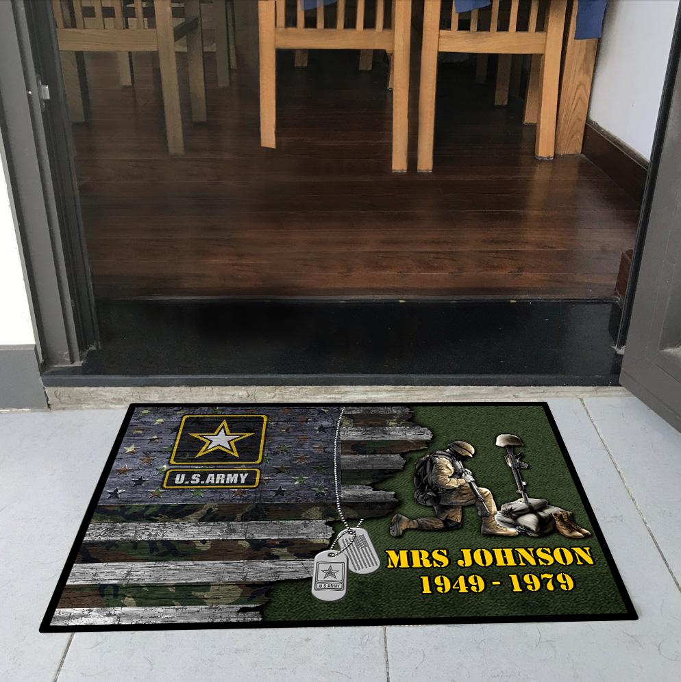 Custom text US Army Veteran Door Mat Proud Military