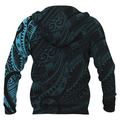 Maori Tattoo Style All Over Hoodie Blue Version HC0804 - Amaze Style™-Apparel