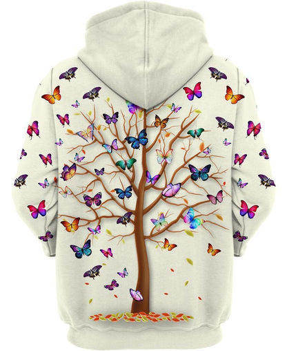 Hippie Tree Of Colorful Butterfly 3D All Over Printed Unisex Shirts